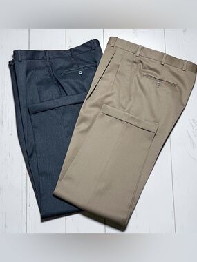 2 Pr JB Britches Nordstrom Virgin Wool Dress Pants 34 x 31 Cuffs Pleats USA Lot